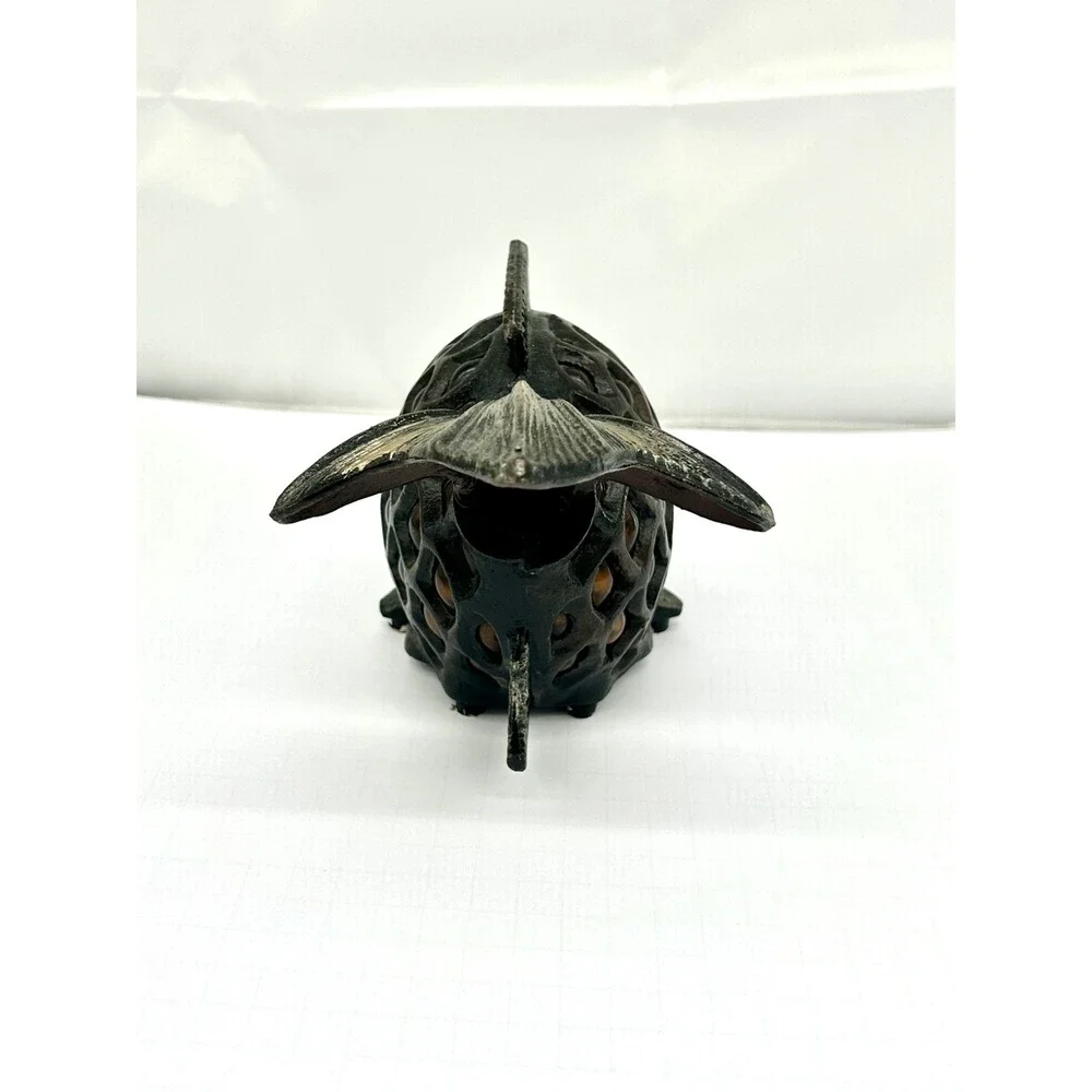 Vintage Heavy Cast Iron Koi Fish Goldfish Japanese Garden Candle Lantern